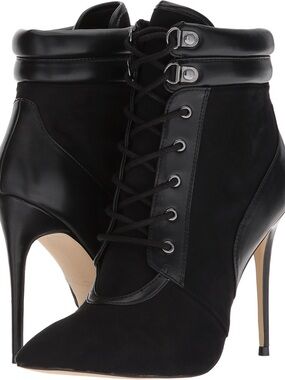 Aldo Black Lace-Up Pointed Stiletto Ankle Boots